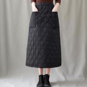 [신상오픈런]여성 겨울 방한 퀼팅 롱 패딩 스커트 밴드형