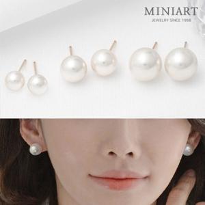 14K 골드필드 진주 데일리 스터드 귀걸이 스와로브스키 크리스탈 제작