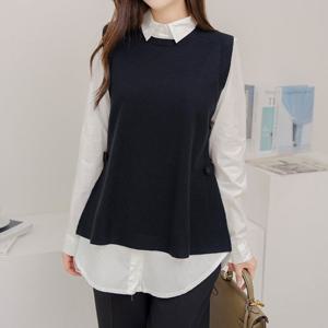 드리다 여성 가을 커버 레이어드 비스코스 니트 베스트 조끼 40-50대 미시 중년여성 엄마옷 하객 출근 모임