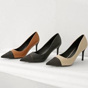 [비비오] 투톤배색 발편한 쿠션 스틸레토 하이힐 MT89-8