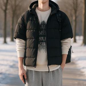 [지지블랙]더크 반팔 후드 집업 패딩 점퍼 숏패딩 빅사이즈 ZZBJP042