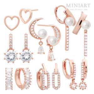 14K  골드필드 핀 로즈골드 일자침/원터치 링 귀걸이