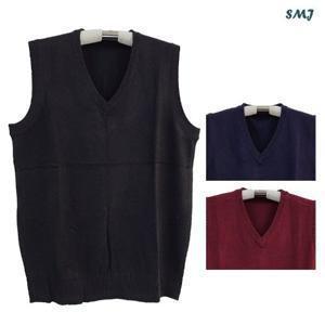 SMJ1435 울혼방 브이넥 니트 조끼 일반핏 남자조끼 중년남성