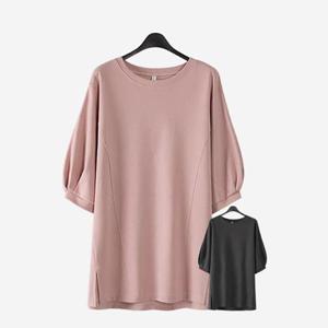 [에스티아]3237 퍼프 소매 롱 티셔츠 빅사이즈