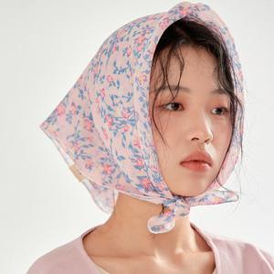 [루즈루나] 비도린 여성 사각 잔잔한 플라워패턴 미니 쁘띠 면 스카프