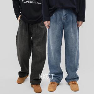 녹트 / 남성청바지 투턱 남자와이드청바지 남자블랙진