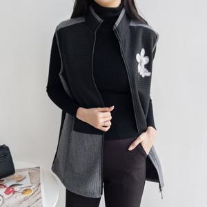 롱 조끼2종♥힙커버 누비 배색 골지 베스트 조끼