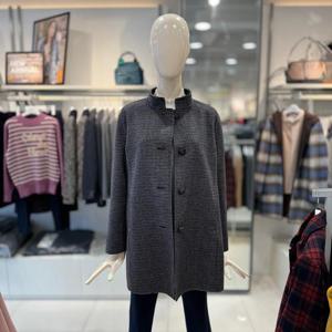 [크로커다일레이디]크로커다일레이디 밴드넥 체크 핸드메이드 코트 CLDWCT104_DG