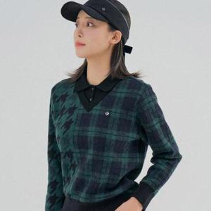 [레노마골프]레노마골프 여성 골프 니트 방풍 체크 카라 티셔츠 3RWSPM8271_HDD