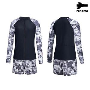 [레노마수영복]여성 스냅 래쉬가드 세트 블랙 RN-LS2E923-BK_CA
