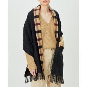 갤러리아_DBMU5F834G2 닥스 그레이 체크 캐시미어100% 양면 숄겸용 포켓 머