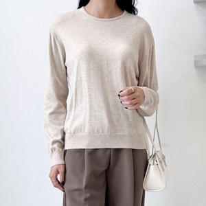 여자가을옷 심플 데일리 스타일 여자 라운드넥 긴팔 니트티