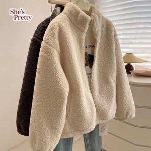 [쉬즈프리티] 스탠카라양모지퍼업 L까지_여성퍼코트