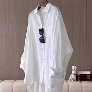 여성 여름 루즈핏 화이트 셔츠 남방 롱 블라우스