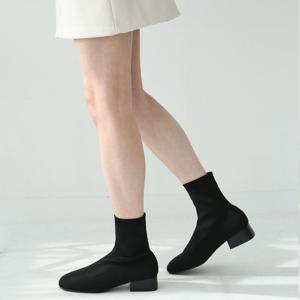 [비비오] 발편한 쿠션 미들힐 여성 빅사이즈 스퀘어 니트 스판 삭스 앵클부츠 ML4051