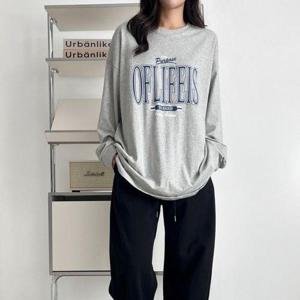 [567스타일]여성 긴팔티 간절기 얇은 티셔츠 맨투맨 빅사이즈 면라운드 레이어드 박스티쭉티 가을 페이즈