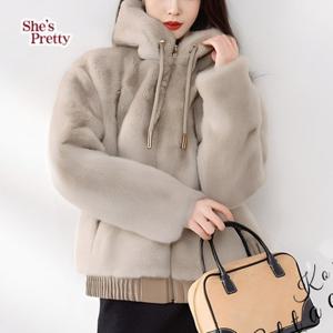 [쉬즈프리티] ★인기베스트★ 올씨래빗페이크퍼후드코트 L까지_여성퍼코트