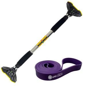 비핏 가정용 문틀철봉 풀업바 턱걸이봉(프리미엄형)+풀업밴드(퍼플32mm)