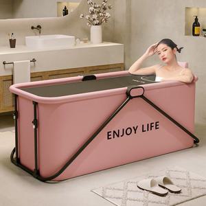 성인 접이식욕조 간이목욕탕 이동식욕조 반신욕기 휴대용 깊은욕조 이동식 가정용사우나 로즈핑크색 P358