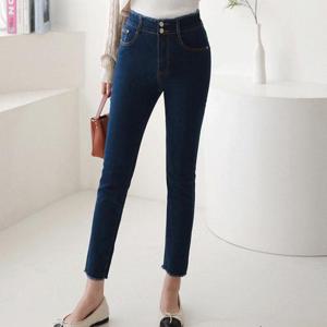 [까르죠아]까르죠아 투버튼 태슬 스키니팬츠 슬림핏 여성청바지 여자 봄 여름 빅사이즈 스판 밴딩