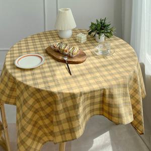 클래식체크 원형 사각 캠핑용 테이블보 식탁보_면 120x120cm