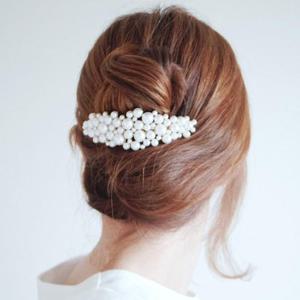 [리본크림]우아한 진주 왕 머리핀