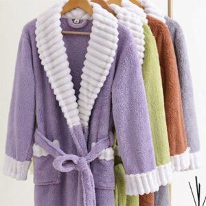 [챠밍 스토어][프리미엄]극세사 호텔로브 꽈배기넥 포켓 미세모 밍크 수면가운(그레이)