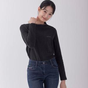 [지센](3컬러) 기모 배색 반넥 자수 티셔츠 LCTSOA24