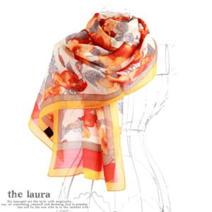 [더로라] 울실크 스카프 - 울실크 스케치장미 SD499