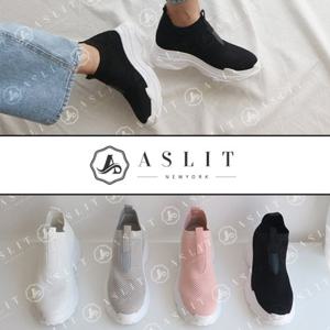[애슬릿] 끈 없는 니트 키높이 여성 운동화 아쿠아 슈즈