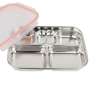 쿡위즈 스텐식판 5구 유아식판 어린이식판 (오렌지)