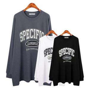 [허밍퍼플]여성용 7480-SP 아메리 박스 빅사이즈 긴팔 티셔츠 긴소매 가을 봄 레터링 면스판 여성의류