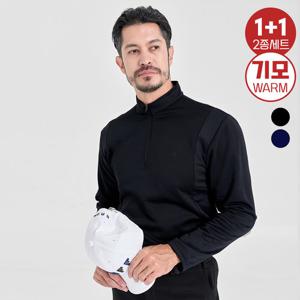 [1+1]★초특가★ 기모 안감 남성 라인 반집업 플리스 티셔츠 MVT3417