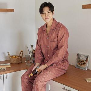 [바풀]CA4M195-15 남성잠옷 순면 파자마 긴소매 잠옷 상하 세트