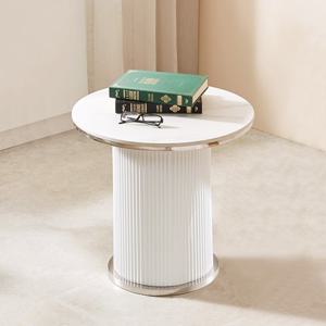 스코나 리벨스 템바보드 실버 포세린 세라믹 원형 듀얼 거실 소파 테이블 S