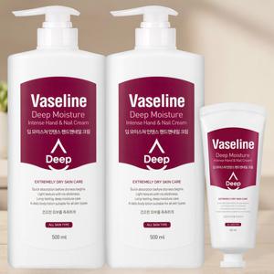 바세린 고보습 딥 인텐스 핸드크림 500ml 2개 + 60ml 대용량 간편 펌프형 휴대용 사은품