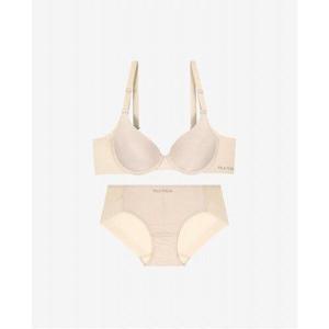 [휠라 언더웨어][휠라] 에센셜 프리미엄 프리컷 라이트베이지 와이어 브라 세트 (FI4BAG3656FLBE_SKU)