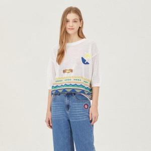 [베네통]매쉬 패턴 자카드 니트_BAKP74431