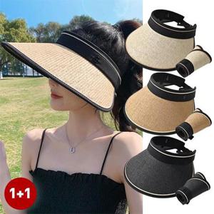 엔비 [1+1] 라탄 롤업썬캡 햇빛 차단 여성 돌돌이 휴대용 접는 썸머 모자