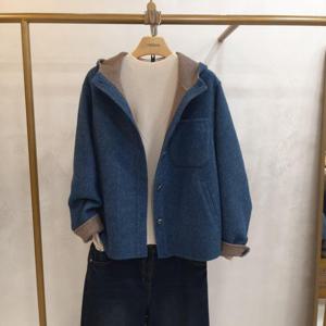 [크레송]후드 모&케시미어 반코트NWCPHP52 DG