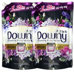 다우니 초고농축 섬유유연제 1.35L(드럼/일반겸용) 생화향기 미스티크 리필X2개