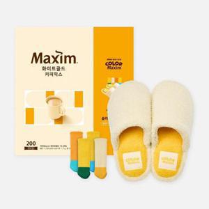 갤러리아_맥심 화이트골드 커피믹스 200T+컬러오브맥심슬리퍼세트