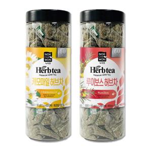 부드러운 대용량허브차 60T 2종 (캐모마일+루이보스) (식물성PLA 피라미드티백)