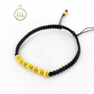 24k순금 호박 주름공 볼 매듭 끈 팔찌 3.75g