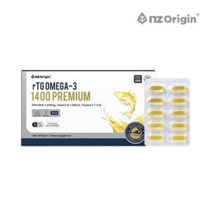 엔젯오리진 rTG 오메가3 1400 프리미엄 (180캡슐) 장용성 비타민D, E 함유 혈행 개선 기억력 개선 혈행건강