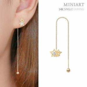[미니아트] 14K 트윙클 롱 체인 귀걸이 드롭 피어싱 이어링 G701 (한쪽)
