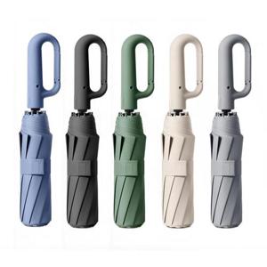 [1+1 링버클 카라비너] 튼튼한 3단 자동 우산 고리걸이 손잡이 접이식 양산 초대형 우산 105cm