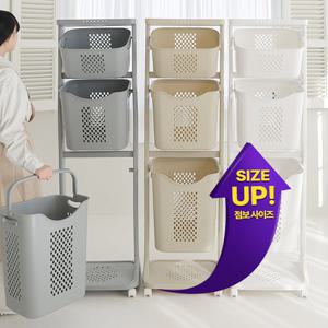 점보 트롤리 스윙 3단 빨래바구니