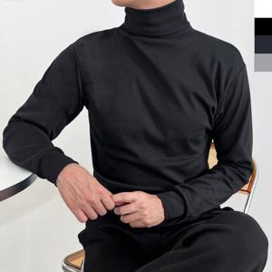 남자 면원단 롱슬리브 보들보들 터틀넥 티셔츠