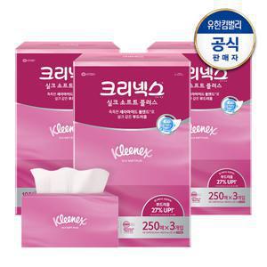 [유한킴벌리]크리넥스 실크소프트 플러스 각티슈 250매X3개입X3개